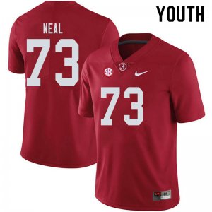 NCAA Youth Alabama Crimson Tide #73 Evan Neal Stitched College 2019 Nike Authentic Crimson Football Jersey MI17O77FC